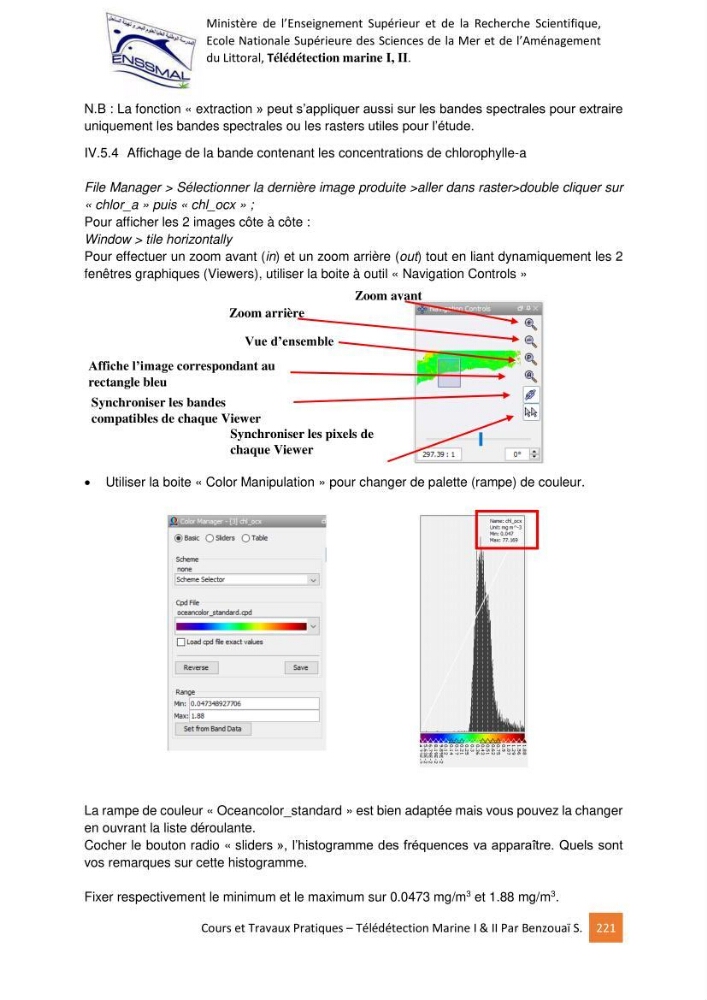 Télédetection marine: Niveau I & II, support de cours & travaux pratiques