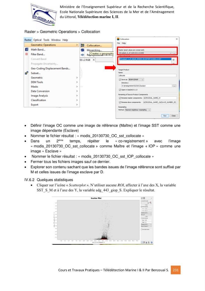Télédetection marine: Niveau I & II, support de cours & travaux pratiques