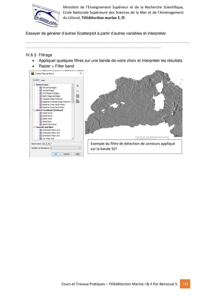 Télédetection marine: Niveau I & II, support de cours & travaux pratiques