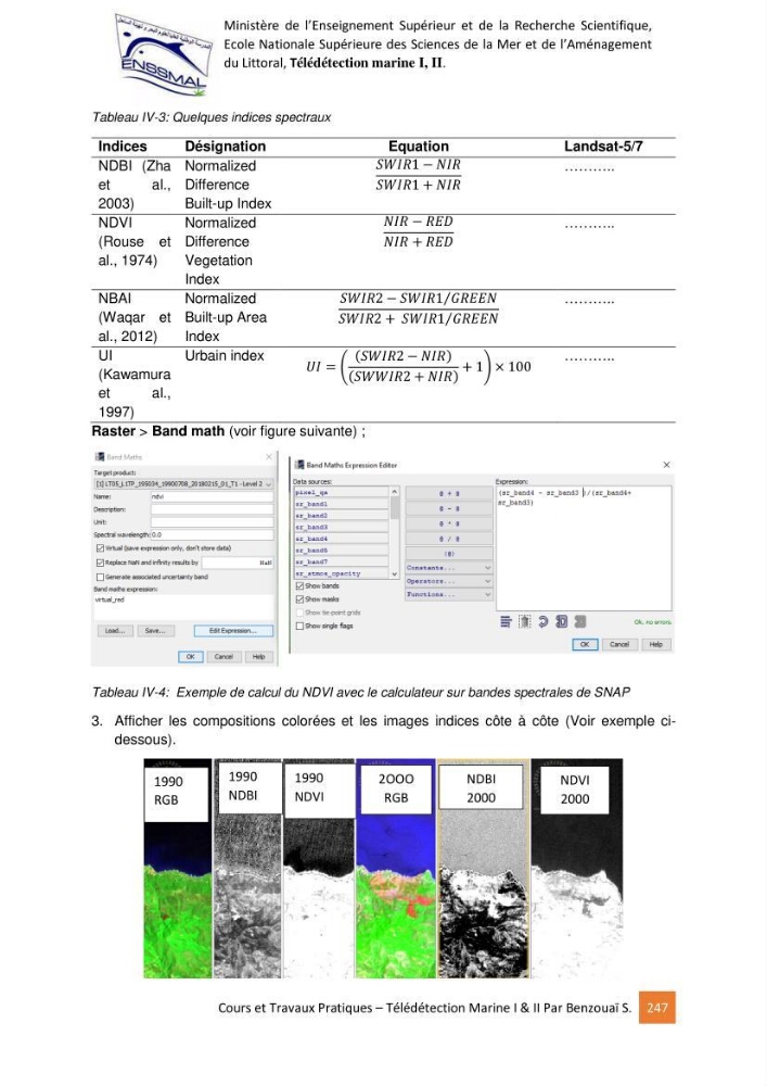 Télédetection marine: Niveau I & II, support de cours & travaux pratiques