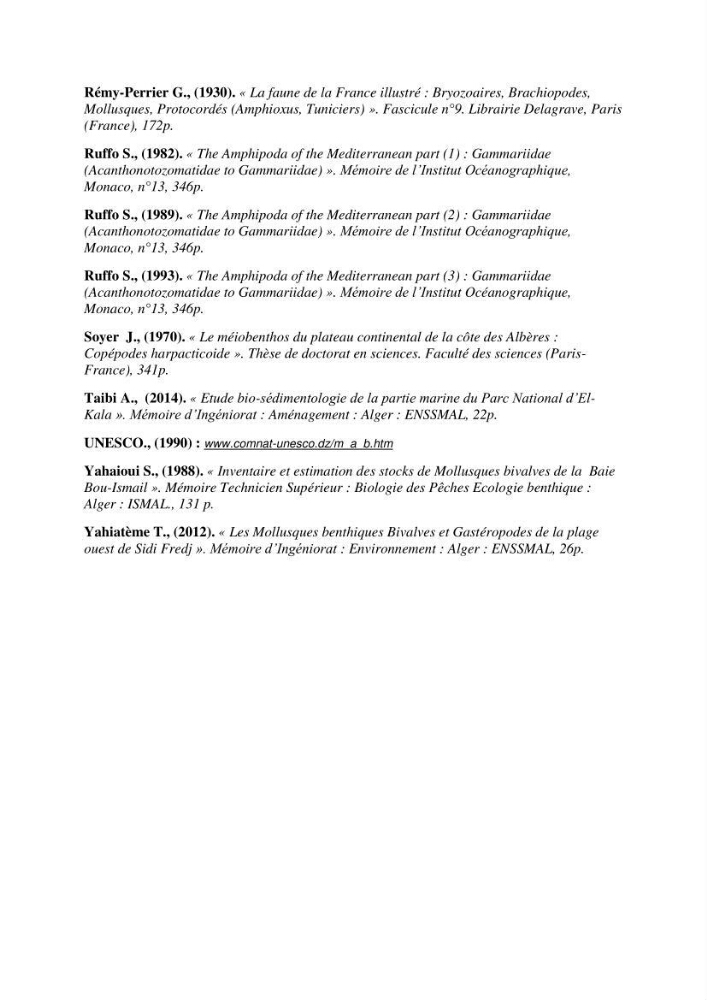 Inventaire du benthos des zones rocheuses de la région d’El Kala