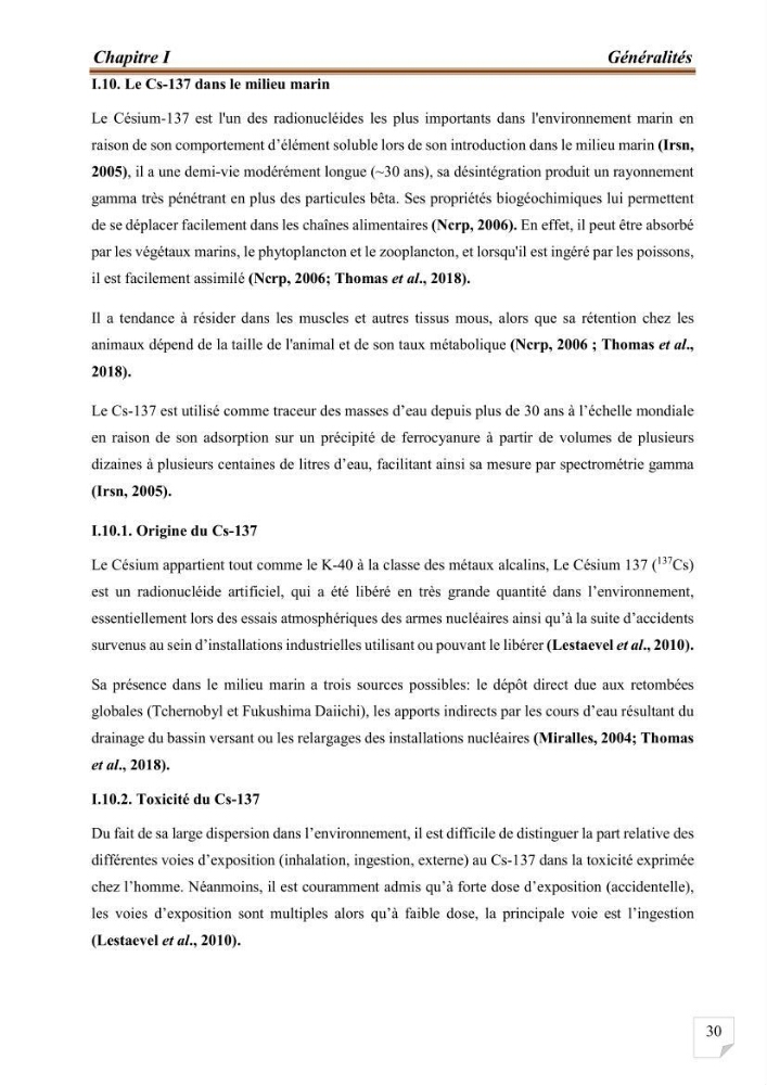 Evaluation de l’activité du Polonium-210 et niveaux des éléments de trace métalliques (Hg, Pb et Cd) dans le biote (Poissons comestibles et fruits de mer), risque sur la santé de l’homme:
