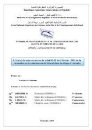 L'état de la mise en oeuvre de la loi 02-02- du 5 février 2002 de la protection et la valorisation de littoral dans la wilaya d'Annaba: