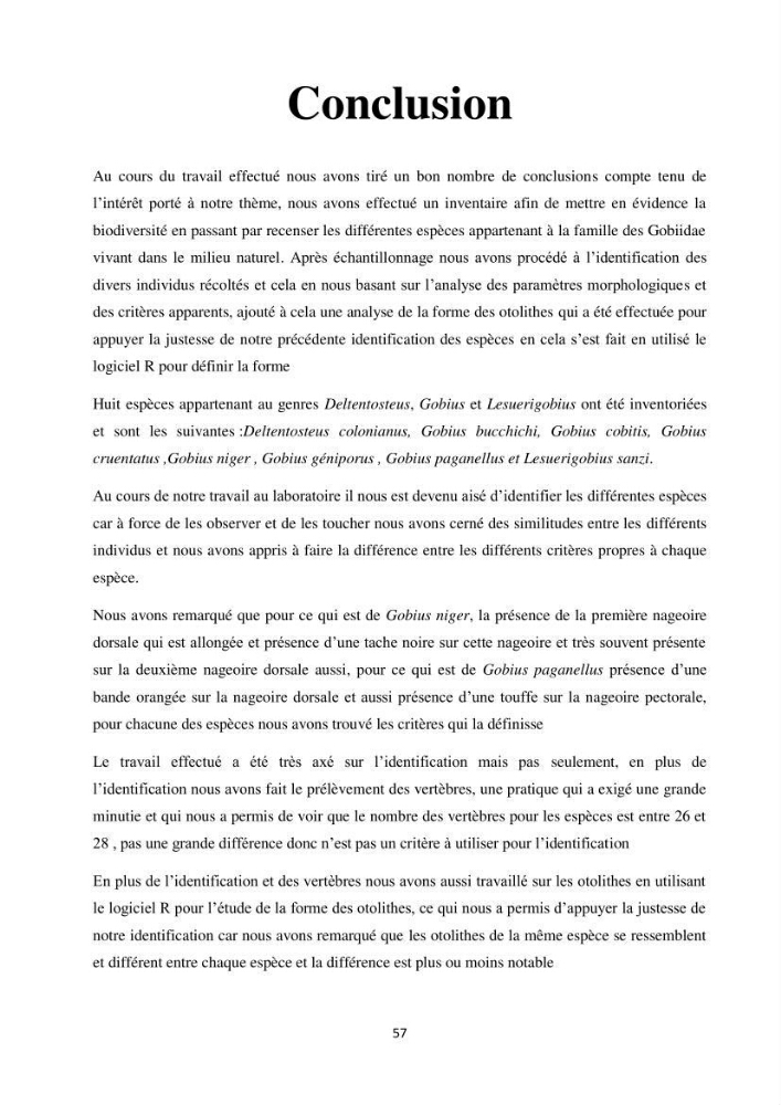 Contribution à l’étude des Gobiidae (Actinopterygii, Perciformes): inventaire d’espèces de quelques ports et plages de la côte algérienne.