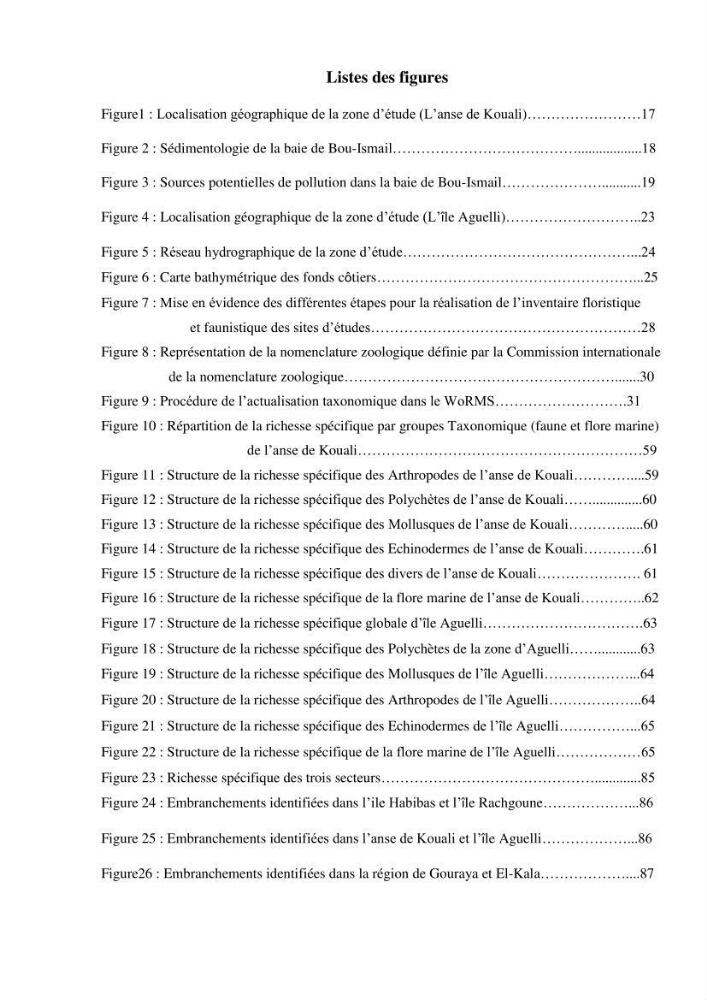 Inventaire de la faune et de la flore marine d\'intérêt écologique des sites remarquables de la région centre de la côte Algérienne (l\'Anse de Kouali et l\'île Aguelli):