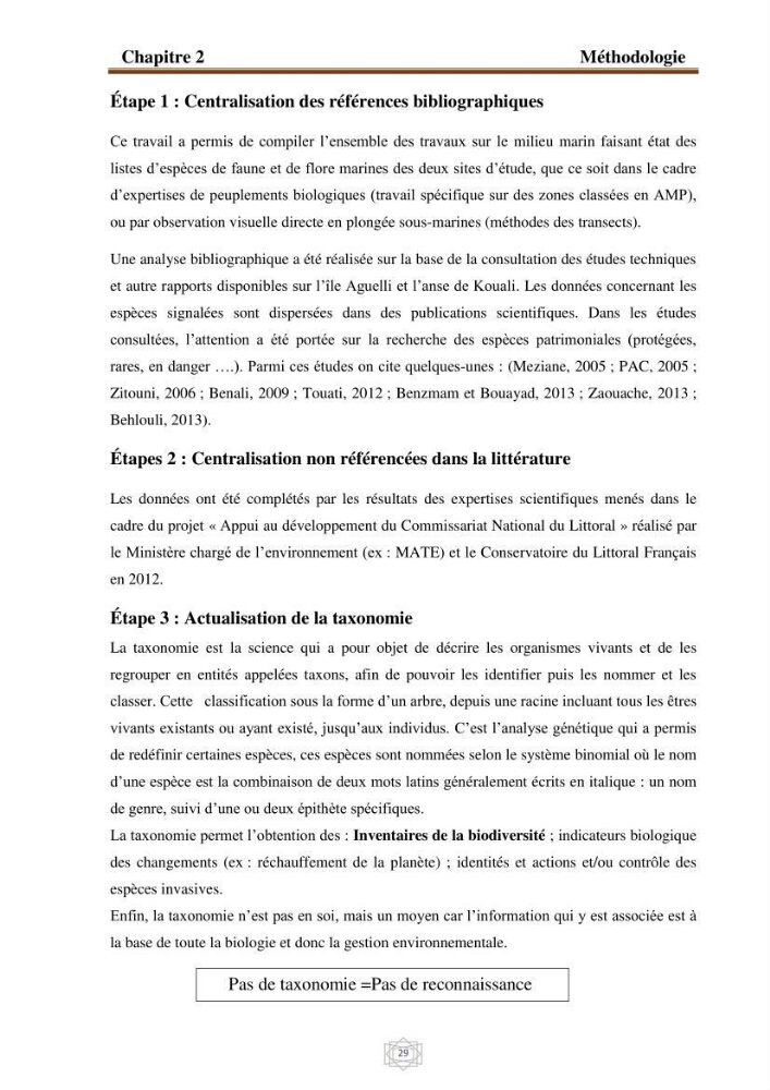Inventaire de la faune et de la flore marine d\'intérêt écologique des sites remarquables de la région centre de la côte Algérienne (l\'Anse de Kouali et l\'île Aguelli):