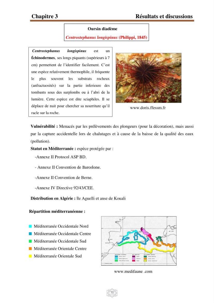 Inventaire de la faune et de la flore marine d\'intérêt écologique des sites remarquables de la région centre de la côte Algérienne (l\'Anse de Kouali et l\'île Aguelli):