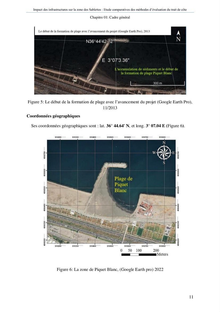 Impact des infrastructures sur la dynamique du littoral de la région de Sablettes (Piquet Blanc), étude comparative des méthodes d’évolution du trait de côte.
