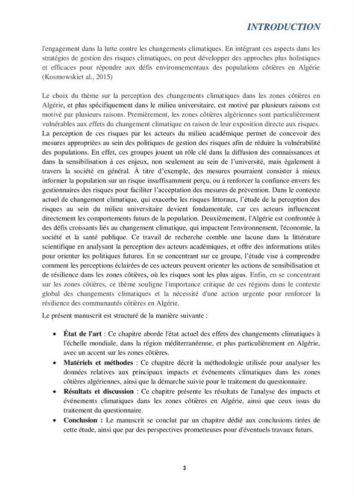 Perception des changements climatiques dans les zones côtières en Algérie