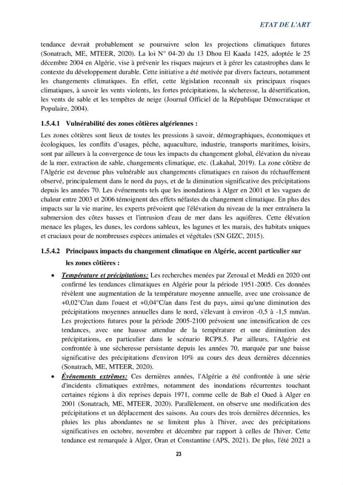 Perception des changements climatiques dans les zones côtières en Algérie