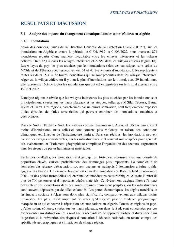 Perception des changements climatiques dans les zones côtières en Algérie