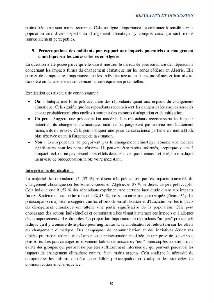 Perception des changements climatiques dans les zones côtières en Algérie
