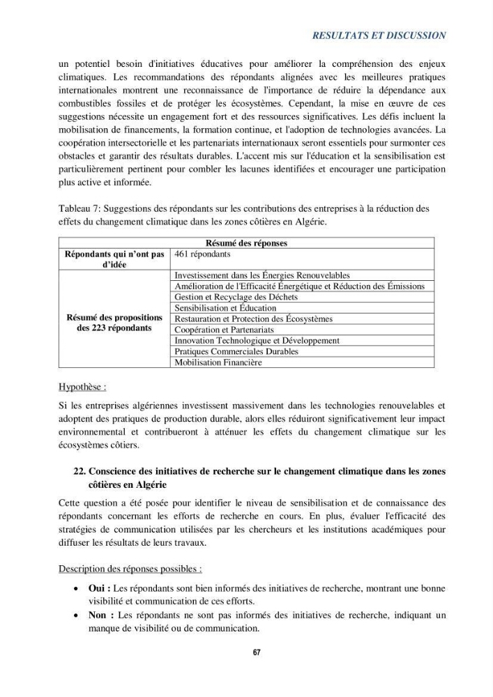 Perception des changements climatiques dans les zones côtières en Algérie