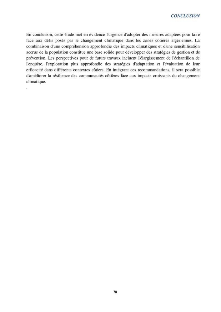 Perception des changements climatiques dans les zones côtières en Algérie