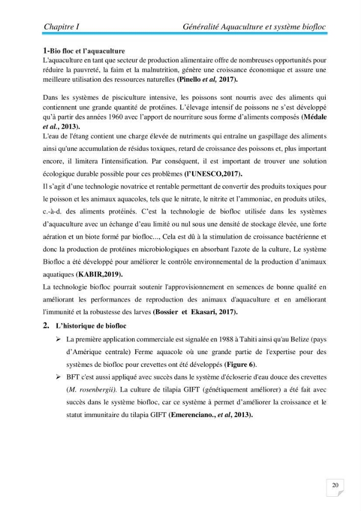 Contribution à la conception d’une ferme d\'élevage De tilapia du Nil (Oreochromis niloticus) en système bio-floc.