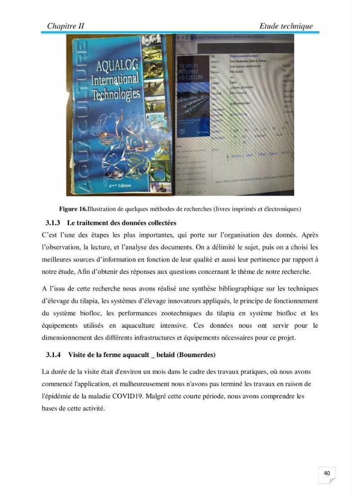 Contribution à la conception d’une ferme d\'élevage De tilapia du Nil (Oreochromis niloticus) en système bio-floc.