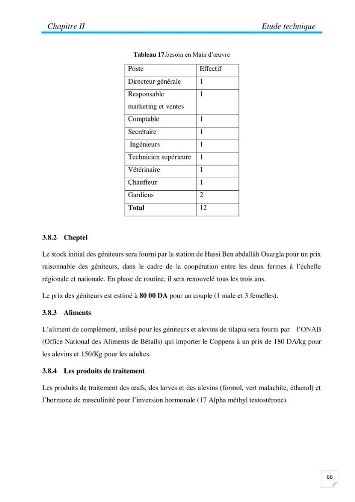 Contribution à la conception d’une ferme d\'élevage De tilapia du Nil (Oreochromis niloticus) en système bio-floc.