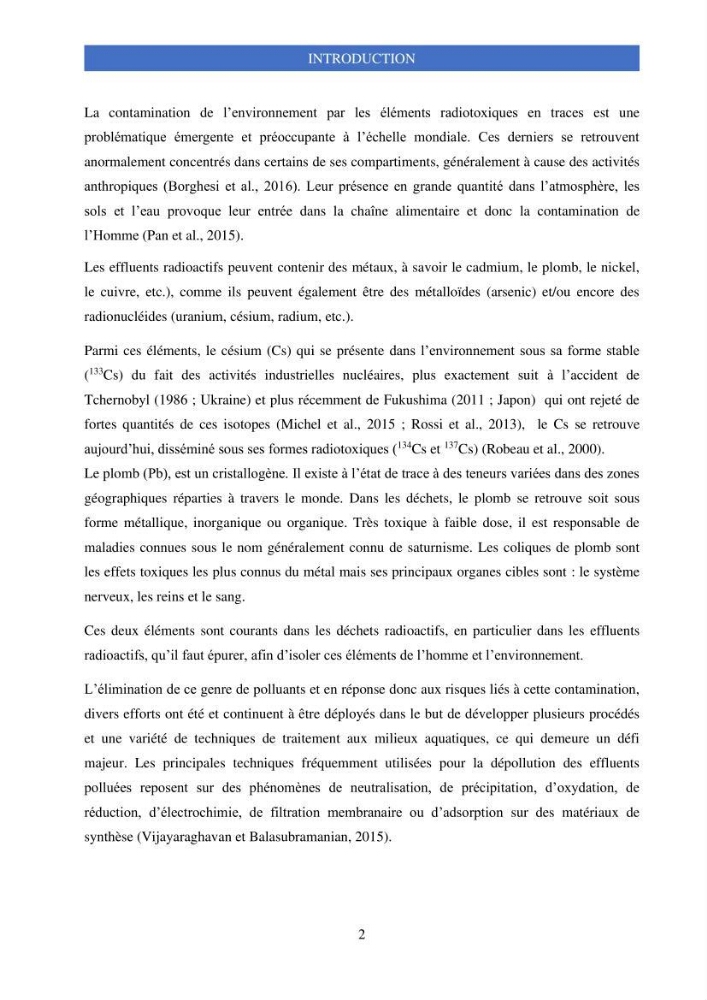 Elimination d’élément radioactif Cs* et d’élément trace métallique Pb en solution aqueuse par adsorption sur les carapaces de crevettes