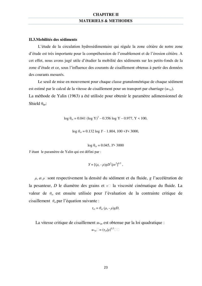 Etude des courants côtiers observés sur les petits fonds de la plage de Sidi Fredj