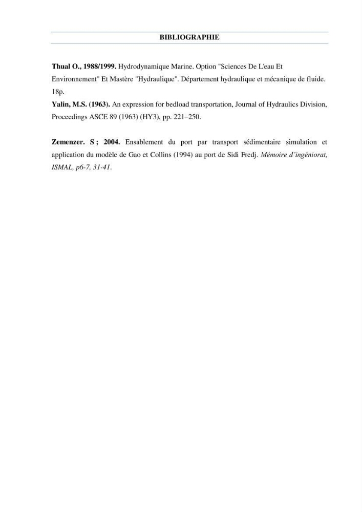 Etude des courants côtiers observés sur les petits fonds de la plage de Sidi Fredj