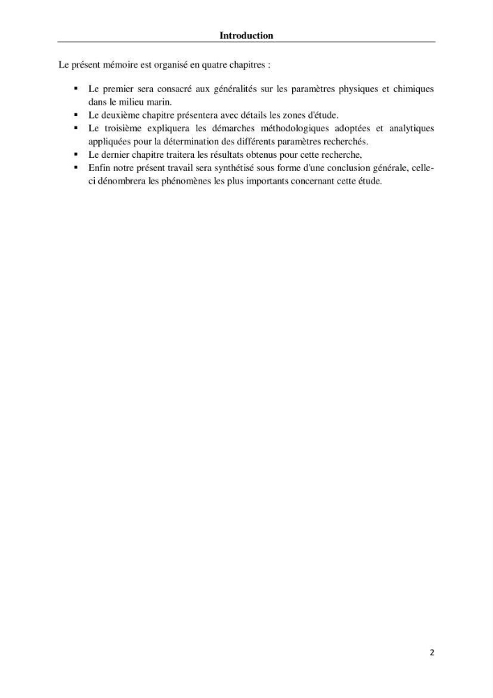 Suivi des paramètres physico-chimiques et des sels nutritifs dans les eaux de l\'Algérois