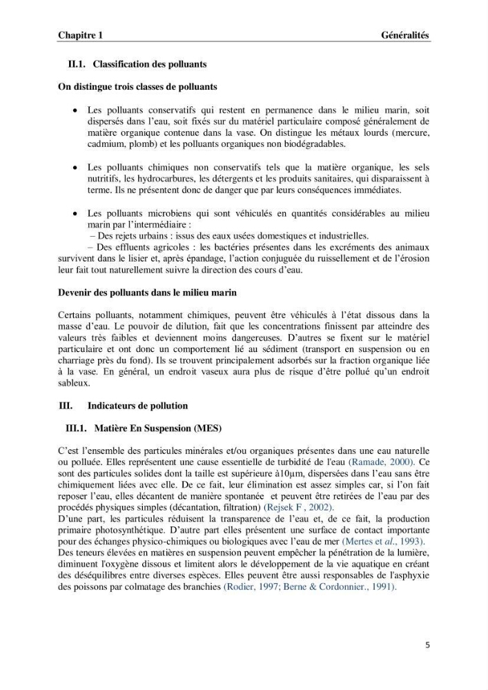 Suivi des paramètres physico-chimiques et des sels nutritifs dans les eaux de l\'Algérois