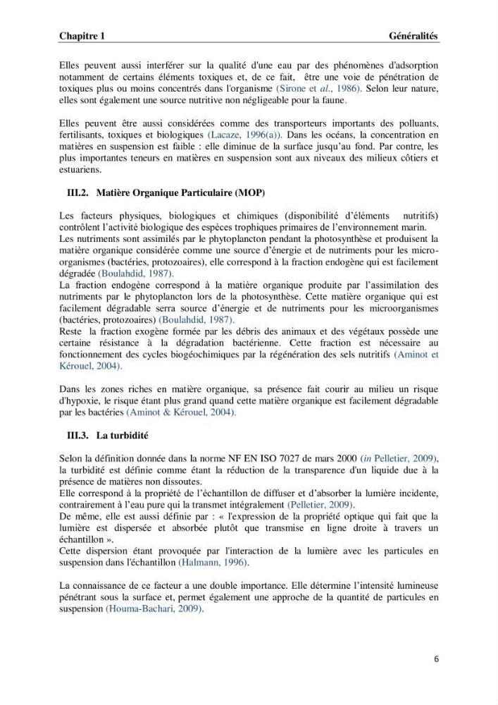 Suivi des paramètres physico-chimiques et des sels nutritifs dans les eaux de l\'Algérois