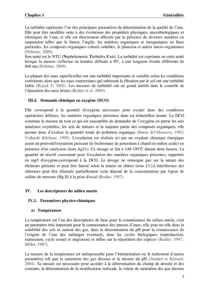 Suivi des paramètres physico-chimiques et des sels nutritifs dans les eaux de l\'Algérois