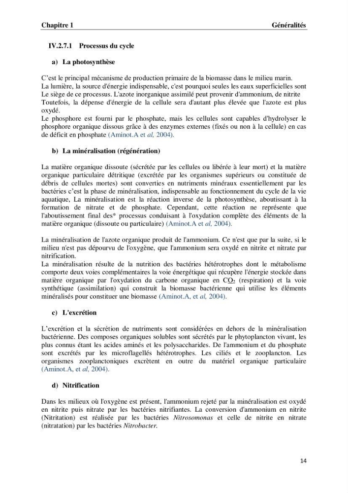 Suivi des paramètres physico-chimiques et des sels nutritifs dans les eaux de l\'Algérois