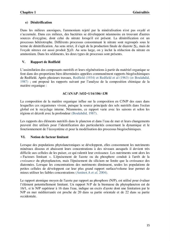 Suivi des paramètres physico-chimiques et des sels nutritifs dans les eaux de l\'Algérois