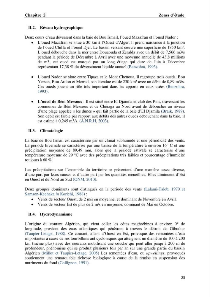 Suivi des paramètres physico-chimiques et des sels nutritifs dans les eaux de l\'Algérois