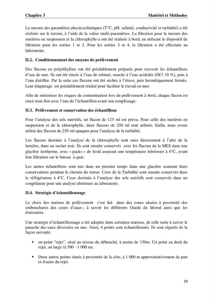 Suivi des paramètres physico-chimiques et des sels nutritifs dans les eaux de l\'Algérois