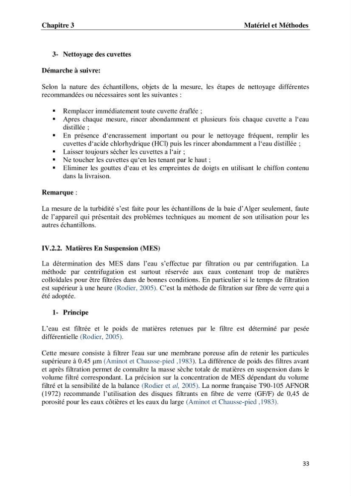 Suivi des paramètres physico-chimiques et des sels nutritifs dans les eaux de l\'Algérois