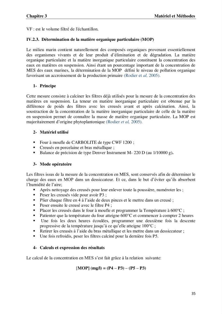 Suivi des paramètres physico-chimiques et des sels nutritifs dans les eaux de l\'Algérois