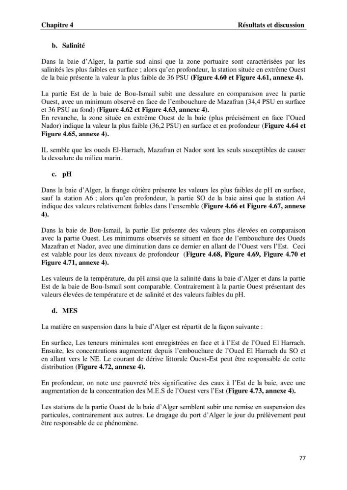Suivi des paramètres physico-chimiques et des sels nutritifs dans les eaux de l\'Algérois
