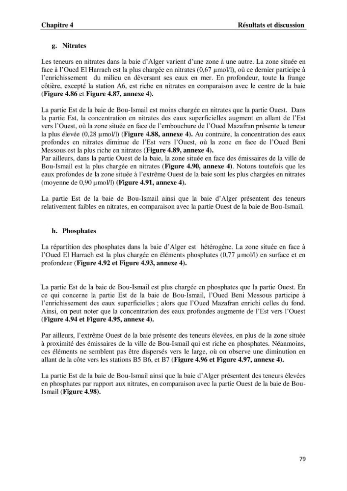 Suivi des paramètres physico-chimiques et des sels nutritifs dans les eaux de l\'Algérois