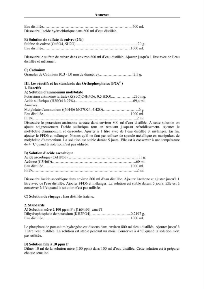 Suivi des paramètres physico-chimiques et des sels nutritifs dans les eaux de l\'Algérois