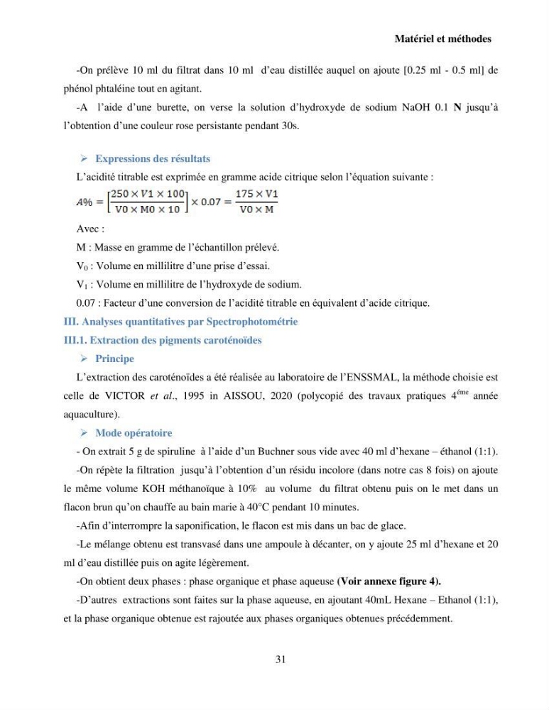 Extraction et identification des pigments de micro-algues à usage alimentaire et pharmaceutique