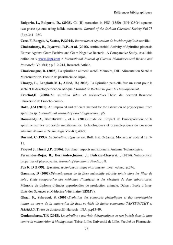 Extraction et identification des pigments de micro-algues à usage alimentaire et pharmaceutique