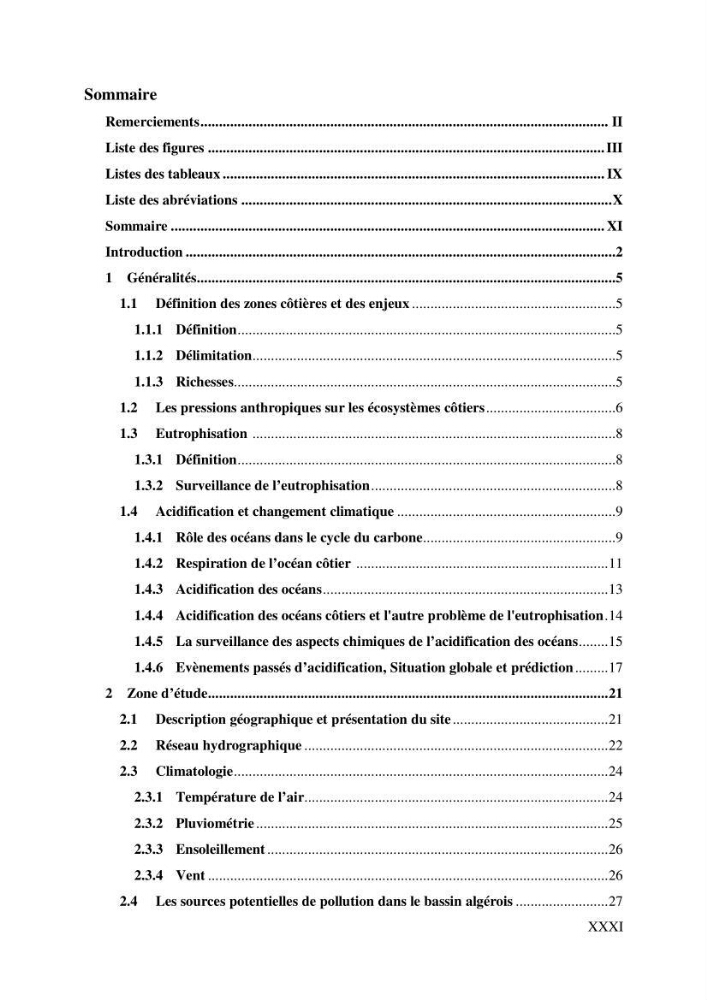 Etude de l\'acidification et de l\'oxygénation de la côte Algerienne