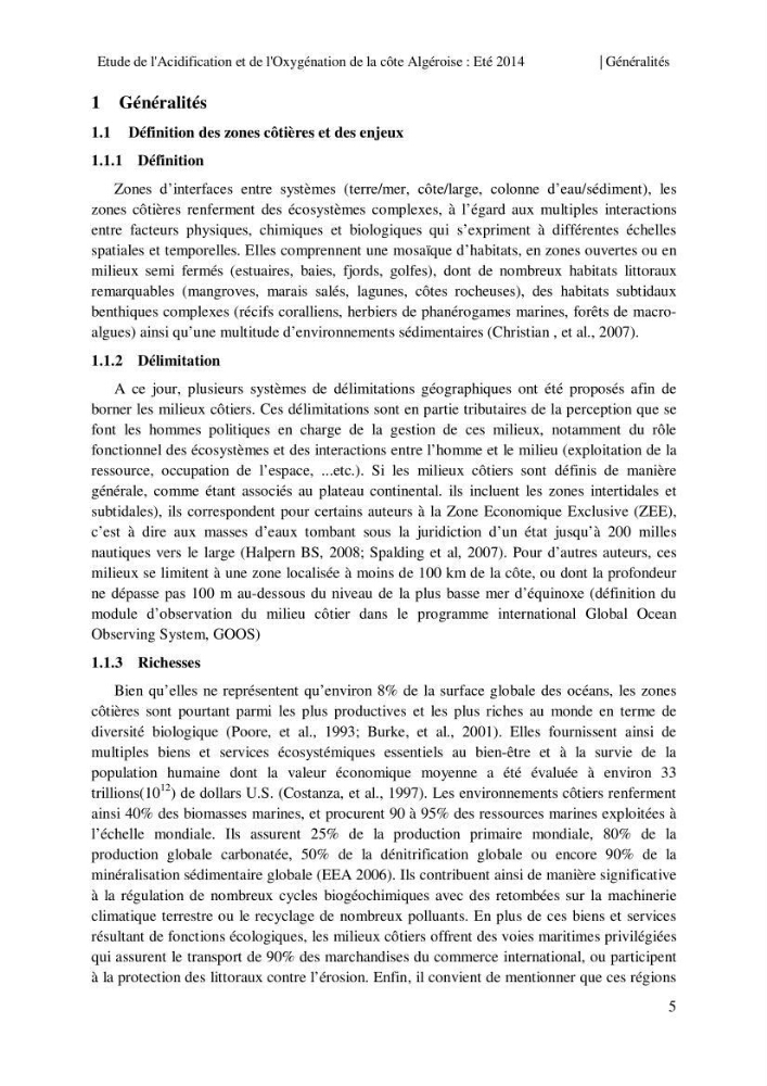Etude de l\'acidification et de l\'oxygénation de la côte Algerienne