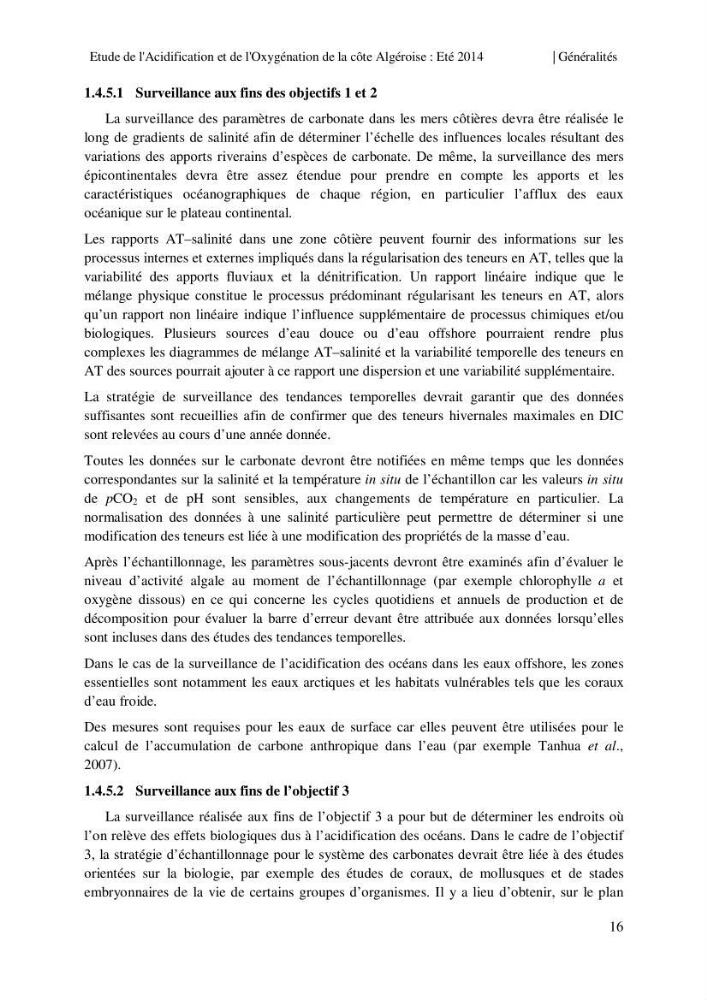 Etude de l\'acidification et de l\'oxygénation de la côte Algerienne