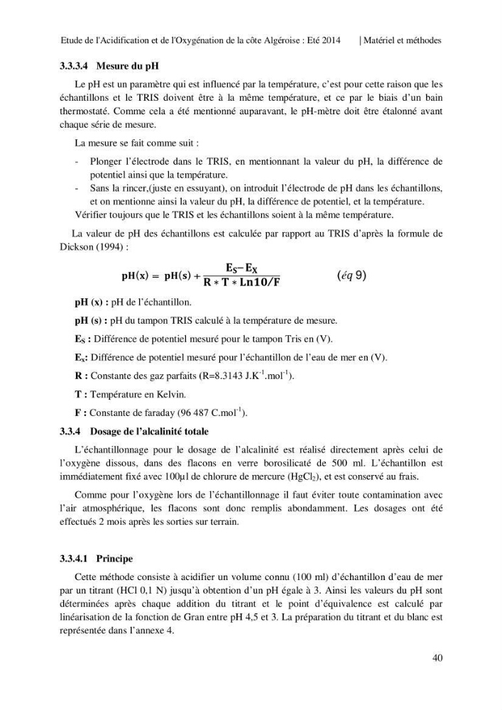Etude de l\'acidification et de l\'oxygénation de la côte Algerienne