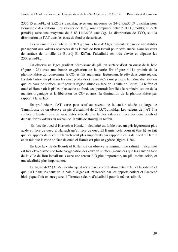 Etude de l\'acidification et de l\'oxygénation de la côte Algerienne