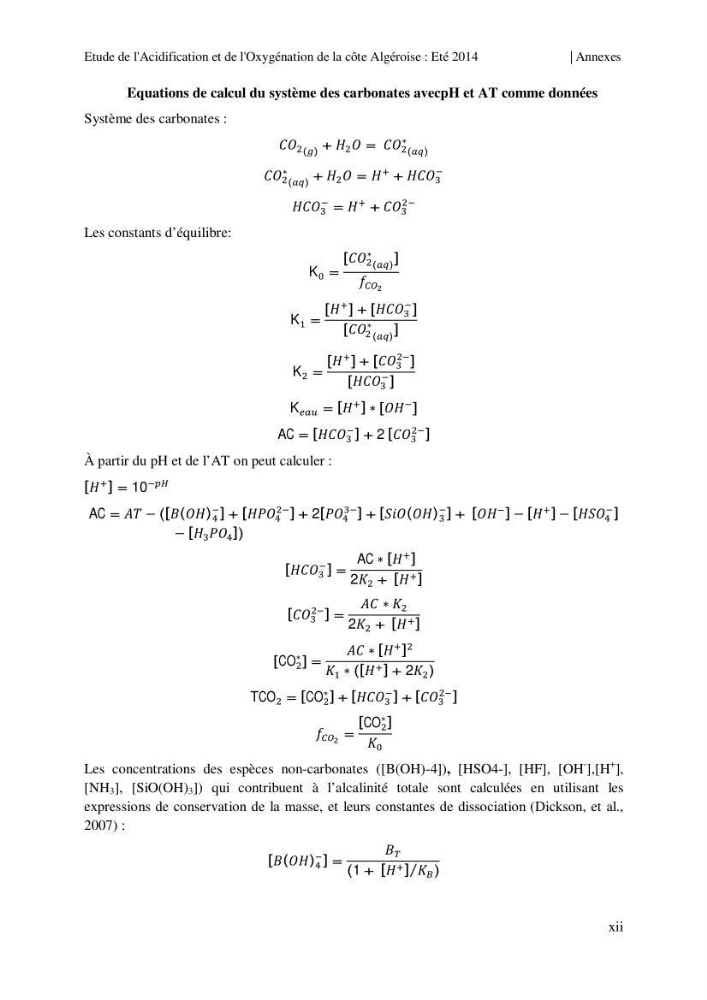 Etude de l\'acidification et de l\'oxygénation de la côte Algerienne