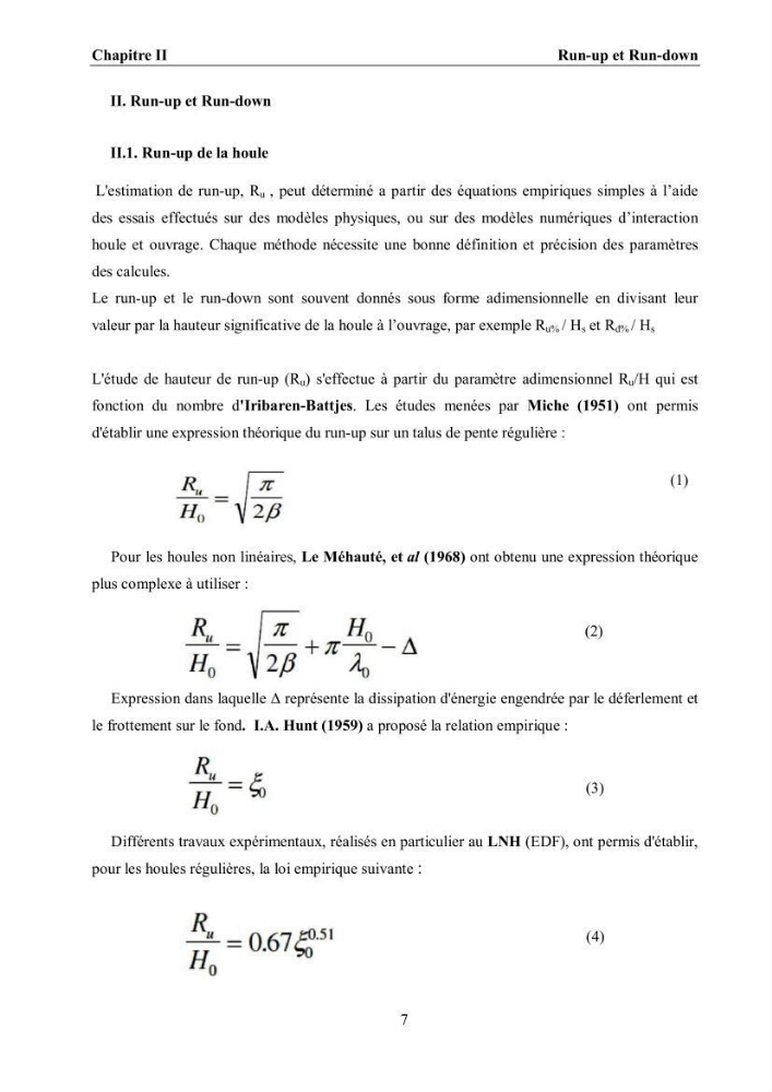 Etat de l\'art sur les différentes méthodes d\'étude du Run-up et Run-Down des vagues à la côte