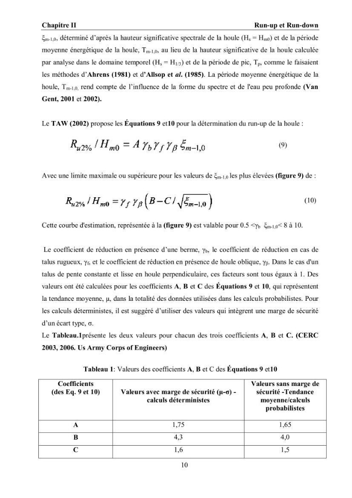 Etat de l\'art sur les différentes méthodes d\'étude du Run-up et Run-Down des vagues à la côte