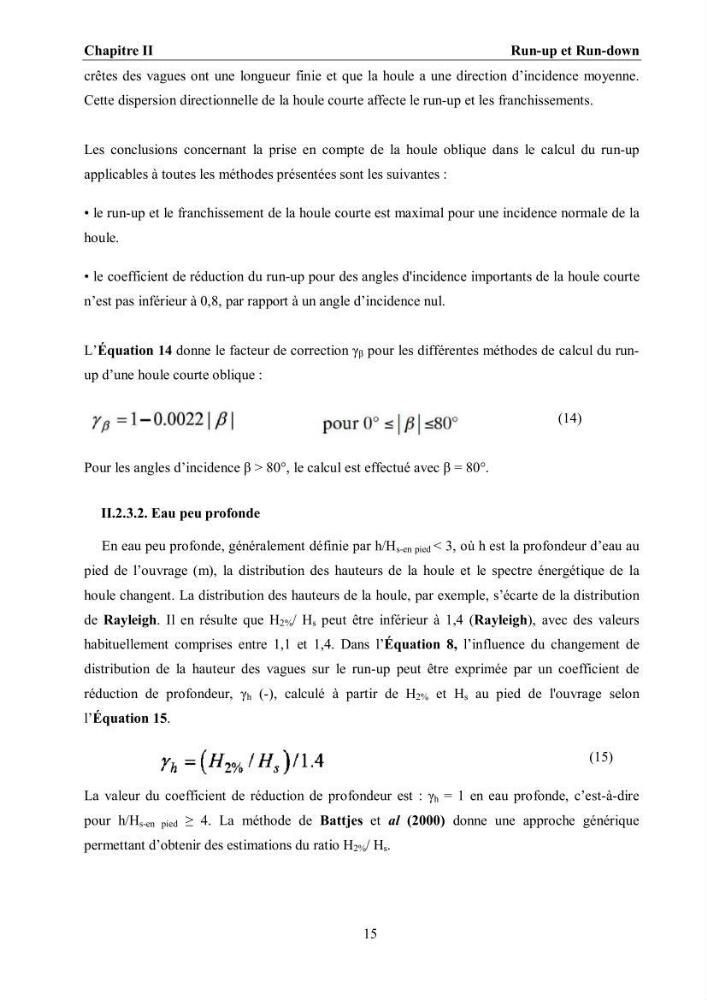 Etat de l\'art sur les différentes méthodes d\'étude du Run-up et Run-Down des vagues à la côte