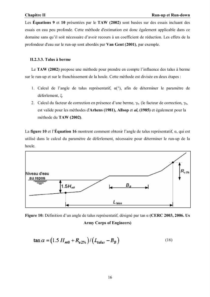 Etat de l\'art sur les différentes méthodes d\'étude du Run-up et Run-Down des vagues à la côte