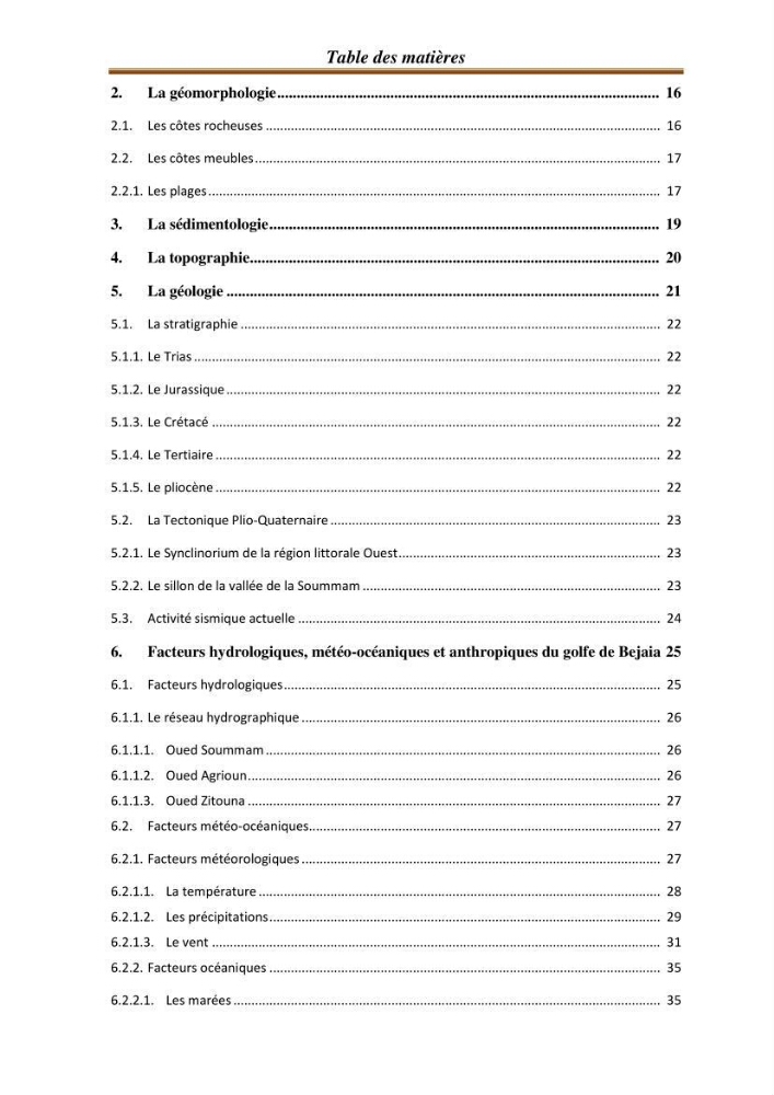 l\'évaluation des impacts des changement climatiques et de activités anthropiques sur l\'évaluation de la partie du golfe bejaia: